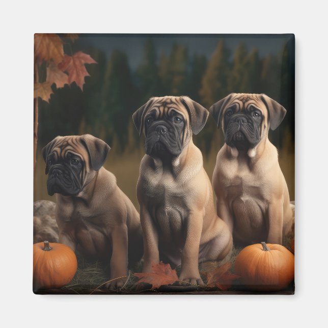 Bullmastiff Welpe Autumn Delight Pumpen Magnet (Vorne)