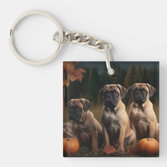 Bullmastiff Welpe Autumn Delight Pumpen Schlüsselanhänger (Vorderseite)