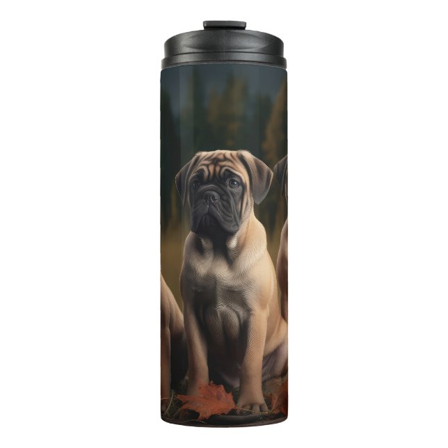 Bullmastiff Welpe Autumn Delight Pumpen Thermosbecher (Vorderseite)