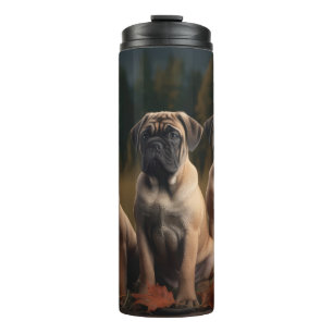 Bullmastiff-Welpe Herbstvergnügen Kürbis Thermosbecher