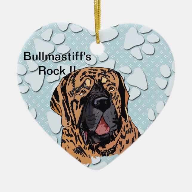 Bullmastiffs Felsen!! - Brindle Gesicht Keramikornament (Vorne)