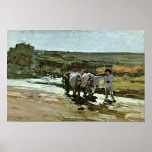 Bullock Cart im Ford von Grigorescu Nicolae Poster