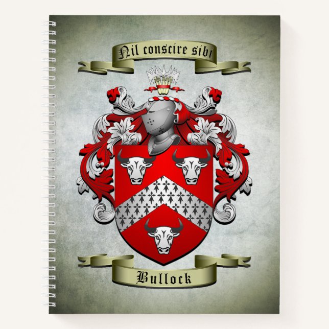 Bullock Coat of Arms Spiral Notebook Notizbuch (Vorderseite)