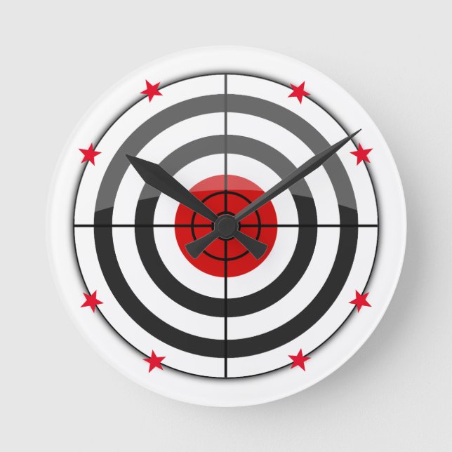 Bulls Eye Red Star Runde Wanduhr (Vorderseite)
