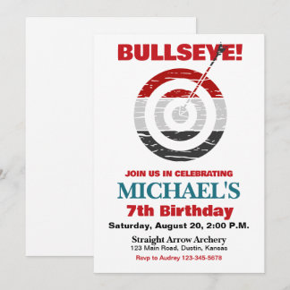 Bullseye Archery Birthday Party Einladung