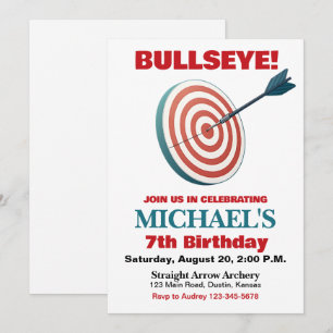 Bullseye-Bogenschieß-Geburtstagseinladung Einladung