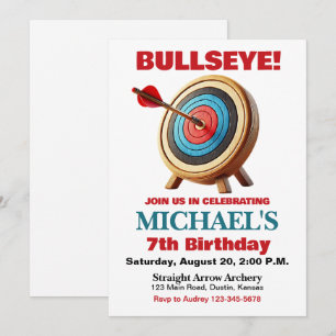 Bullseye-Bogenschieß-Geburtstagseinladung Einladung