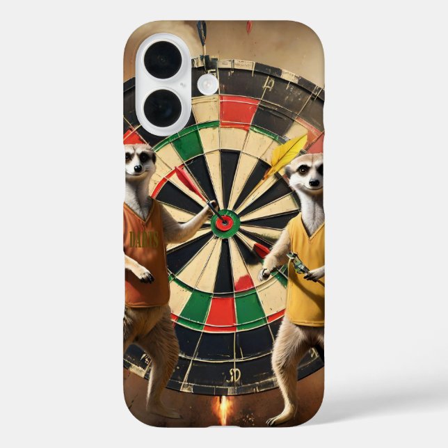 Bullseye Burrow: Meerkat Dart League, iPhone 16 Hülle (Rückseite)