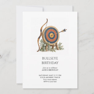 Bullseye Geburtstags-Bogenschießparty Einladung