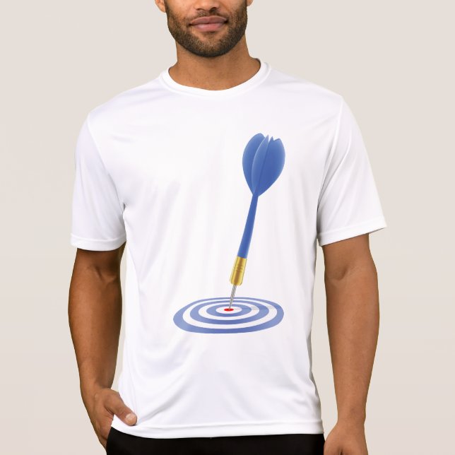 Bullseye Hit Blue Dart on Target T-Shirt (Vorderseite)