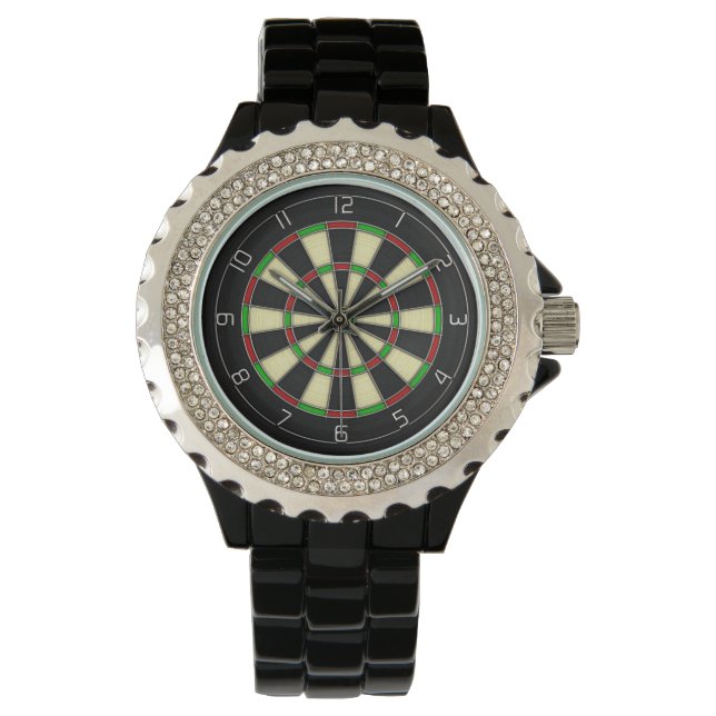 "Bullseye" - Klassische Dartboard-Uhr Armbanduhr (Vorderseite)