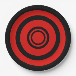 Bullseye, konzentrische Kreise - schwarz und rot Pappteller
