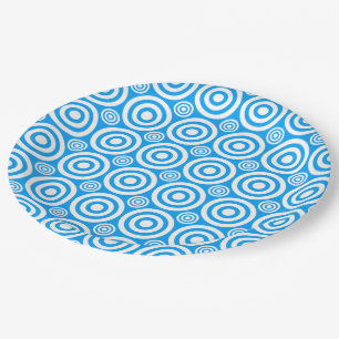 Bullseye-PAPER-TELLER-Lt Blau-Weiß Pappteller