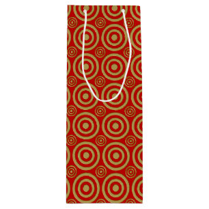 Bullseye-WINE GIFT BAG-Gold-Red Geschenktüte Für Weinflaschen