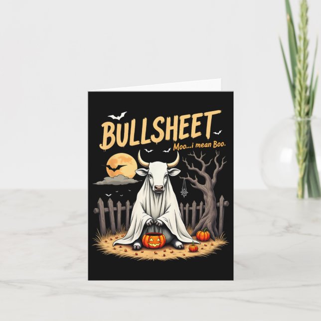 Bullsheet Cow Ghost Halloween Puppe mit Jack O’ La Karte (Vorderseite)