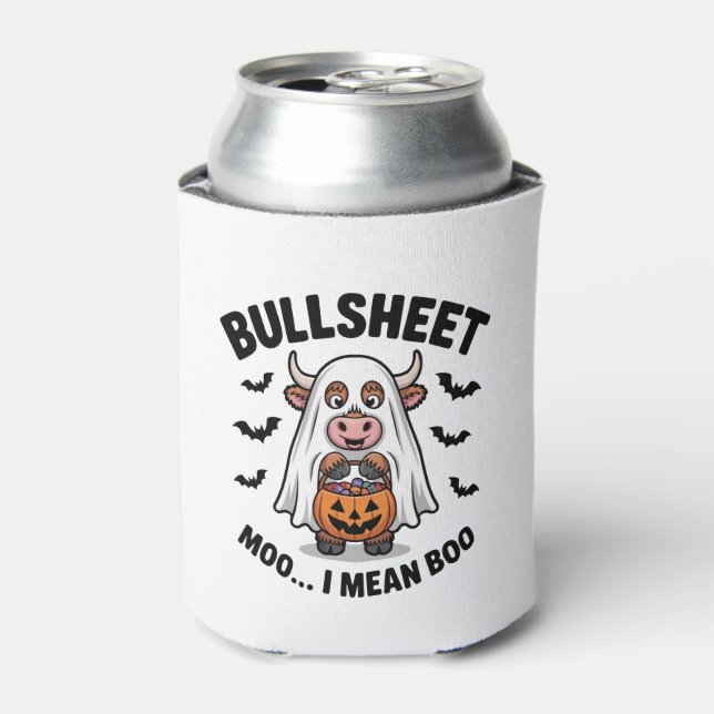 BULLSHEET Halloween Niedliche Kuh im Geist Dosenkühler (Kanne Vorderseite)