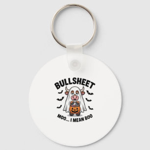BULLSHEET Halloween Niedliche Kuh im Geist Schlüsselanhänger