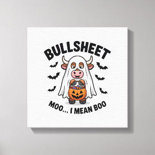 BULLSHEET Halloween Süße Kuh im Geist Leinwanddruck