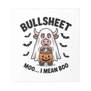 BULLSHEET Halloween Süße Kuh im Geist Notizblock