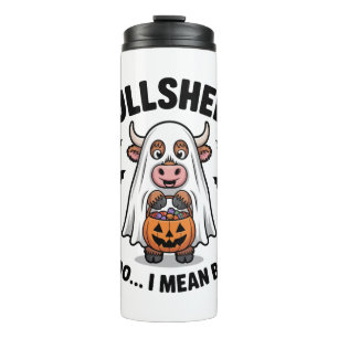 BULLSHEET Halloween Süße Kuh im Geist Thermosbecher