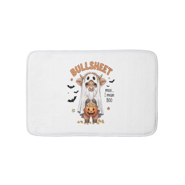 Bullsheet Highland Cow Funny Ghost Badematte (Vorderseite)