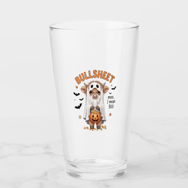 Bullsheet Highland Cow Funny Ghost Glas (Vorderseite)