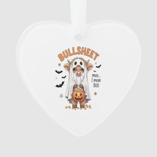 Bullsheet Highland Cow Funny Ghost Ornament (Vorderseite)