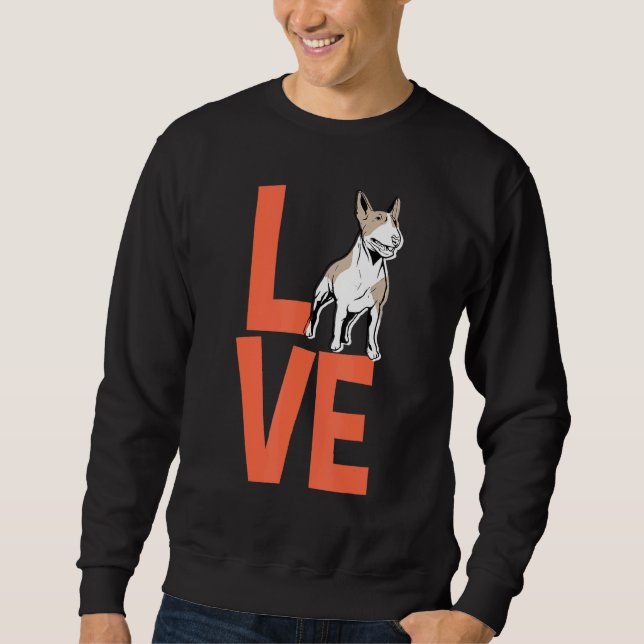 Bullterer Liebe Niedlich Herz Vintag Sweatshirt (Vorderseite)