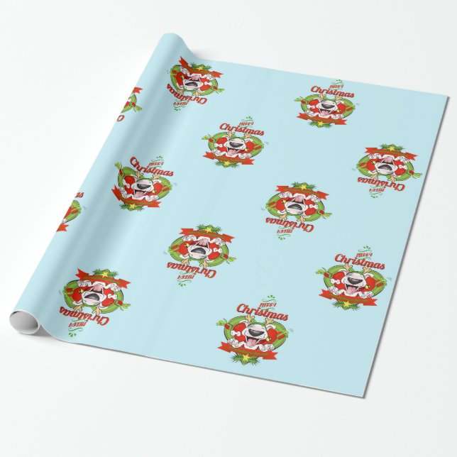 Bullterrier-Packpapier "frohe Weihnachten " Geschenkpapier (Ungerollt)