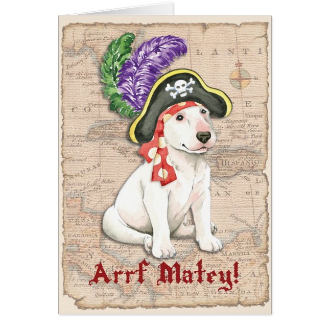Bullterrier-Piraten-Gruß-Karte (Vorne)