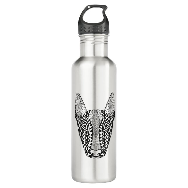 Bullterrier-Skizze Edelstahlflasche (Vorderseite)
