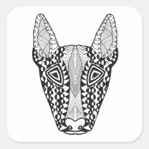 Bullterrier-Skizze Quadratischer Aufkleber
