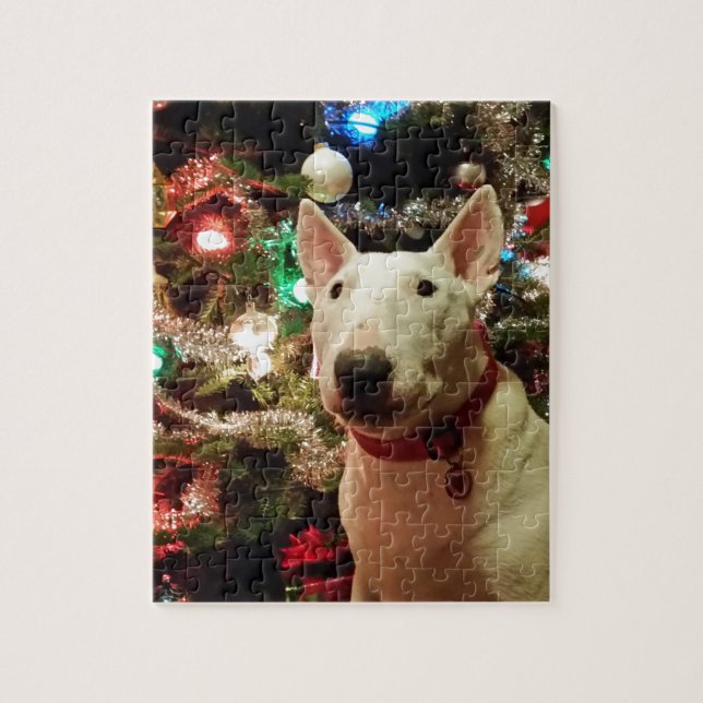 Bullterrier Weihnachtsgeschenkbaum (Vertikal)