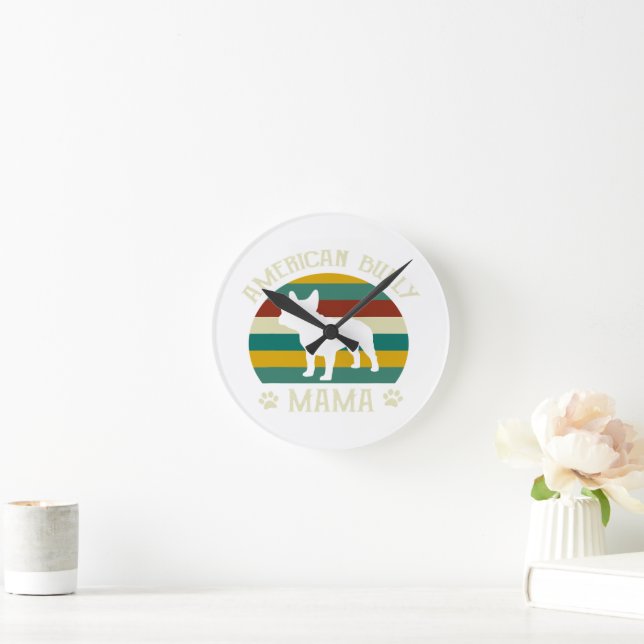 Bully American Mama Bulldog Mom Runde Wanduhr (Zuhause)