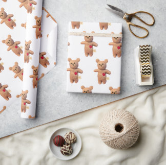 Bully Buddy Brown Bear Animal Wrapping Paper Geschenkpapier