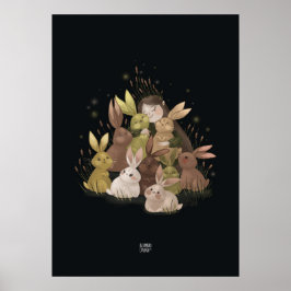 BULRUSH RABBITS von Alexandra Dikaia Poster