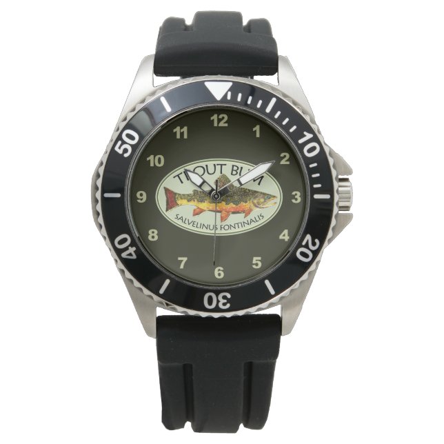 Bum Fook Trout Bum Humore Fischen Armbanduhr (Vorderseite)