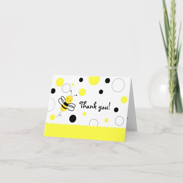 Bumble Bee Anniversaire Plié Merci Cartes de notes (Devant)