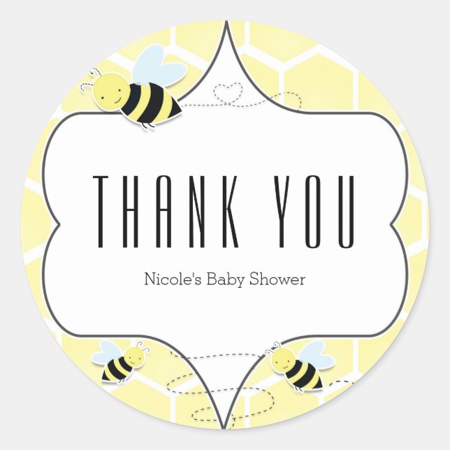 Bumble Bee Baby Dusche Gastgeschenk Stickers (Vorderseite)