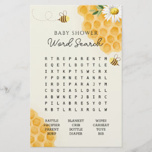 Bumble Bee Baby Shooter Word Search Game