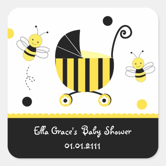 Bumble Bee Baby shower Favoriser Stickers Étiquett (Devant)