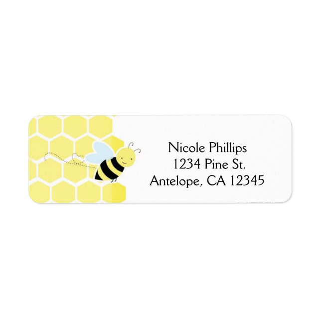 Bumble Bee Baby shower Invitation Étiquettes de ad (Devant)