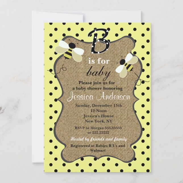 Bumble Bee Baby Shower Invitations (Devant)
