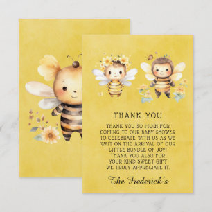 Bumble Bee Baby shower Merci Cartes