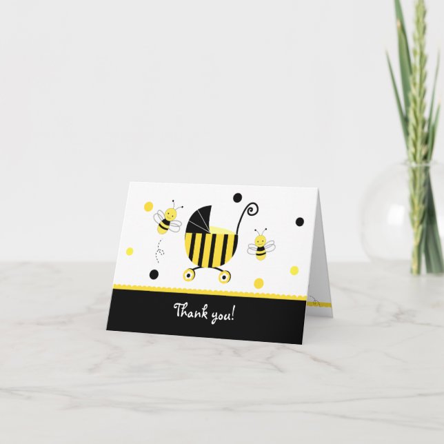 Bumble Bee Baby shower plié Merci cartes de notes (Devant)