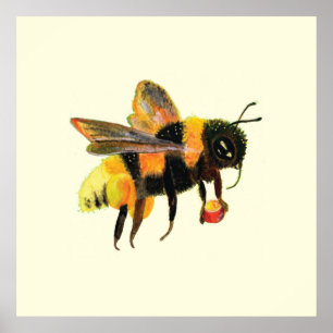 Bumble Bee carrying pollen Poster