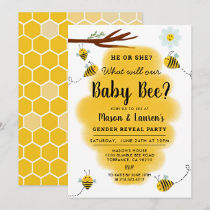 Bumble Bee Genre Révélation Partie Invitation