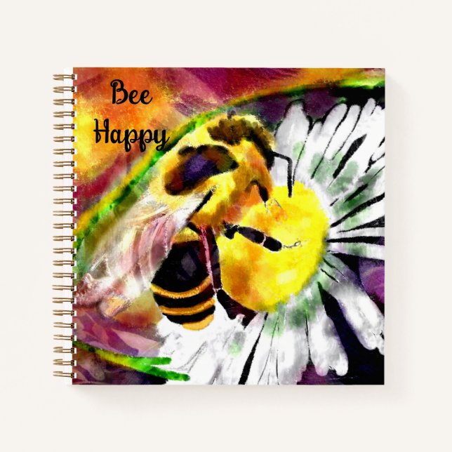 Bumble Bee Happy Notebook Journal Notizbuch (Vorderseite)