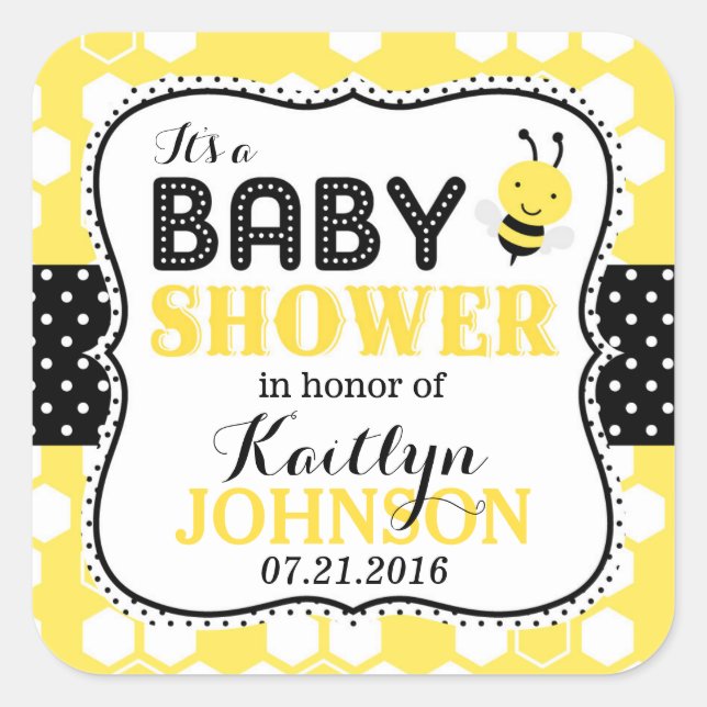 Bumble Bee Honeycomb Baby shower Étiquette (Devant)