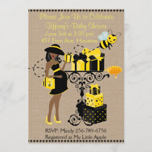 Bumble Bee Lady Yellow African Baby Shower Einladu Einladung